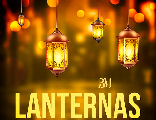 capa da música, escrito "Lanterna" em amarelo"