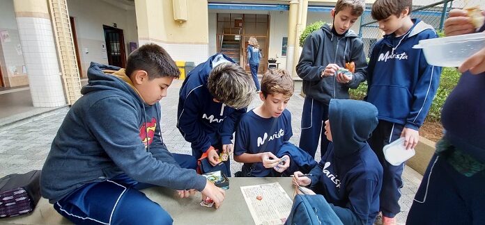 Colégio de São Paulo cria espaço para troca de figurinhas do álbum da Copa do Mundo 2022